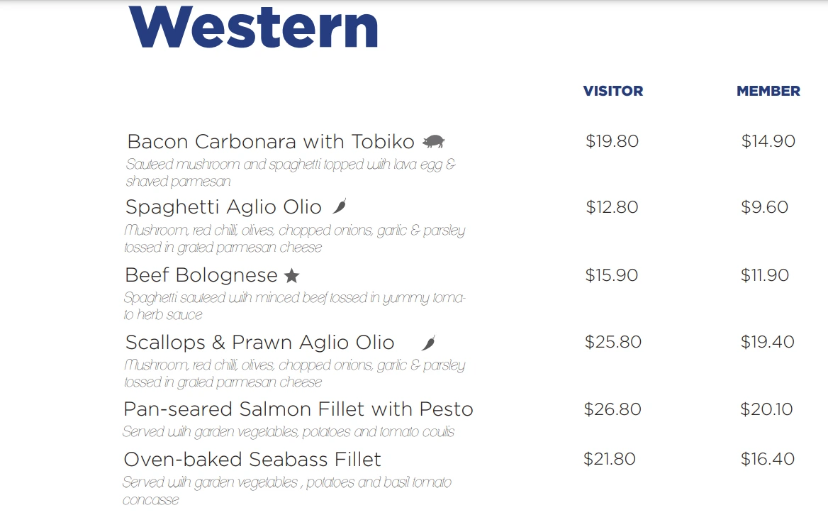 MARINA BISTRO WESTERN MENU 2024