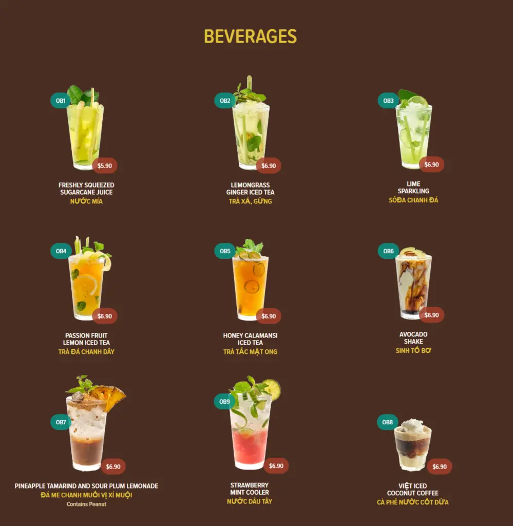 NAM NAM BEVERAGES MENU PRICE 2024