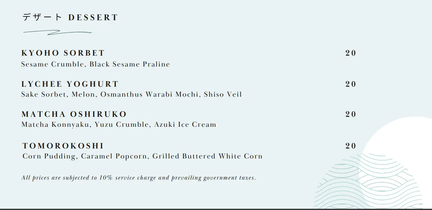 OUMI DESSERTS MENU PRICES 2024