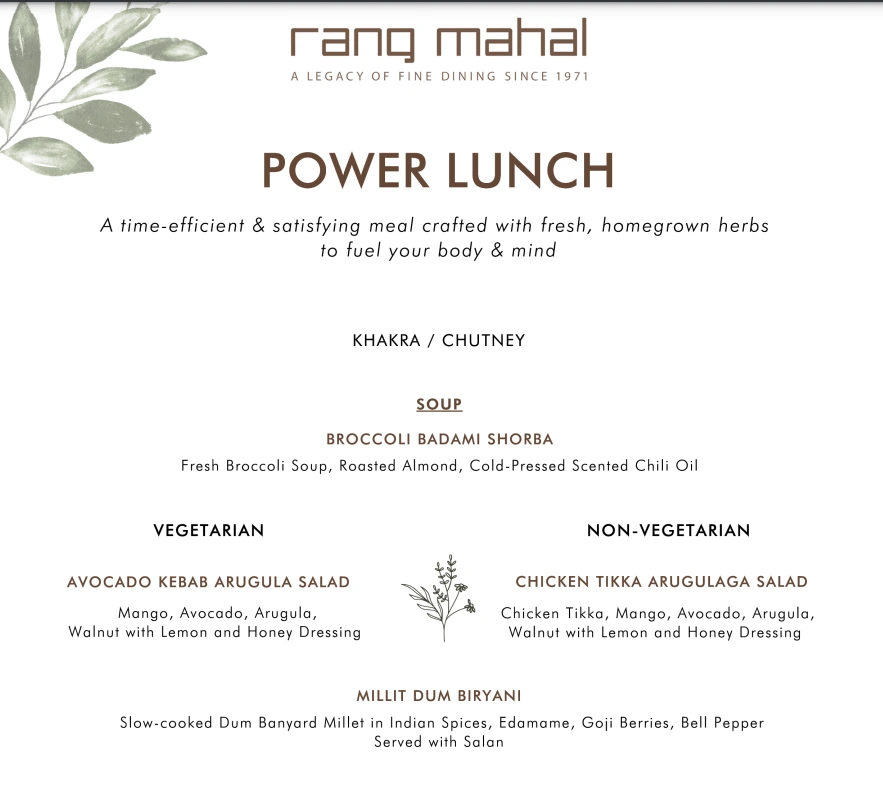 RANG MAHAL LUNCH BUFFET MENU PRICES 2024