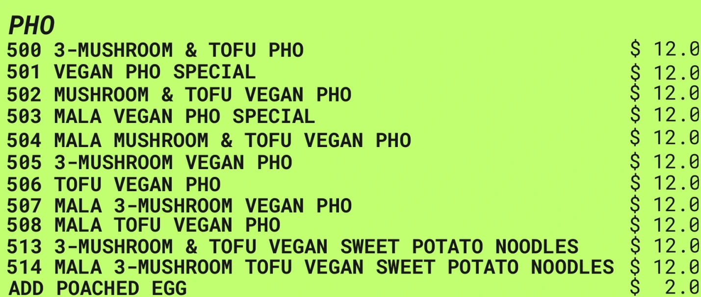 SANDWICH SAIGON PHO MENU PRICES 2024