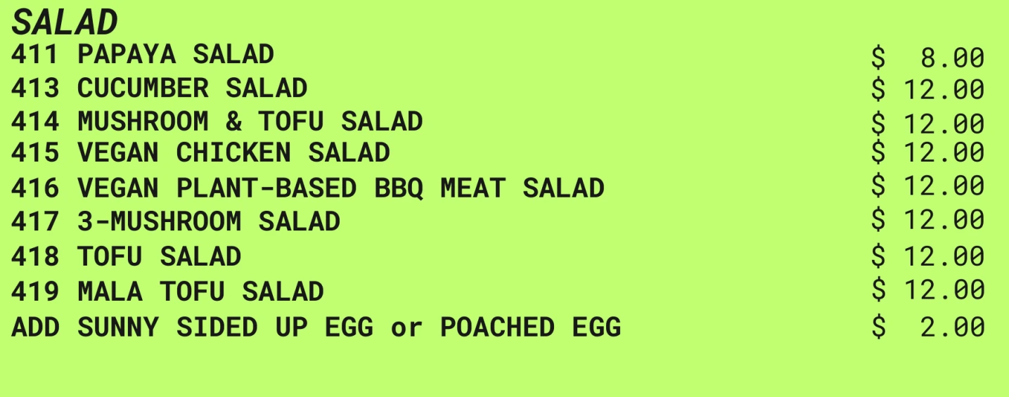 SANDWICH SAIGON SALAD MENU PRICES 2024