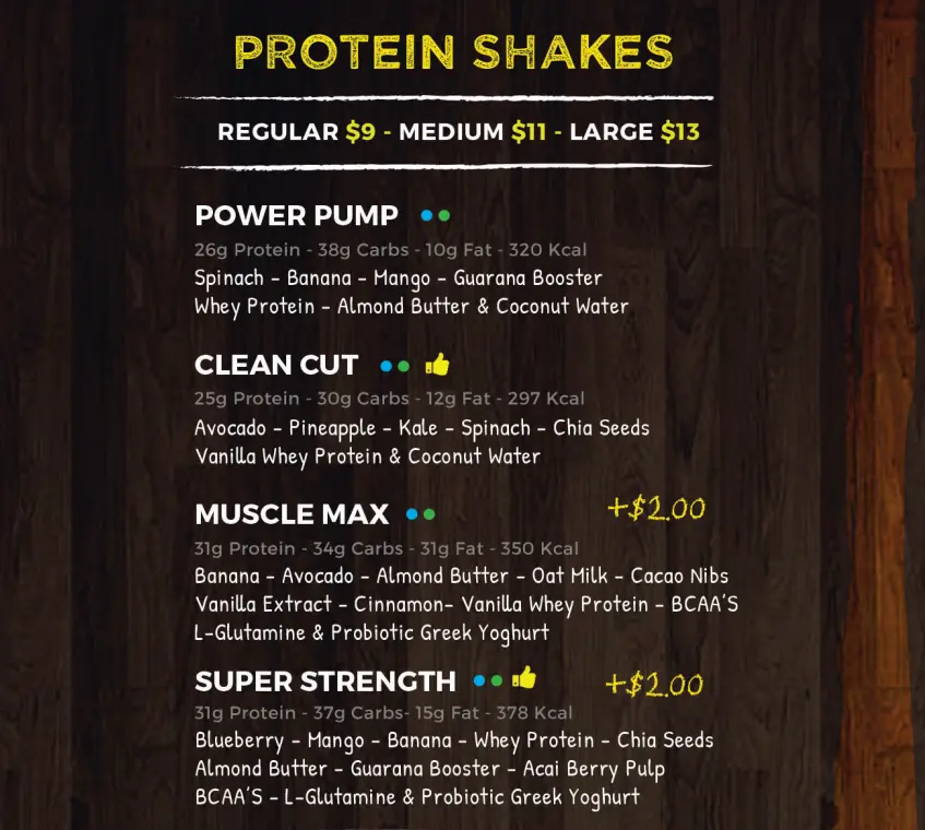 SHAKE FARM PROTEIN SHAKES MENU PRICES 2024