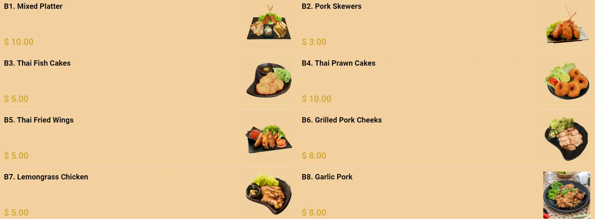 SOI AROY SIDES MENU PRICES 2024