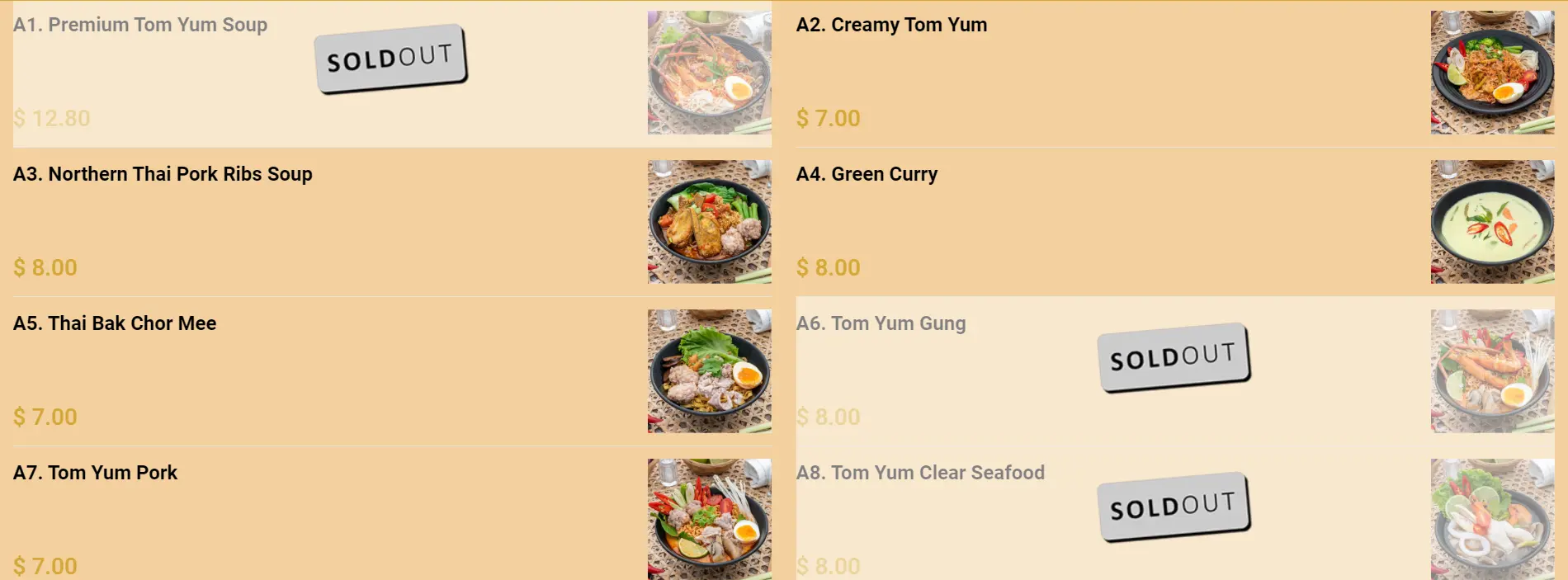 SOI AROY SPICY MAINS MENU WITH PRICES 2024