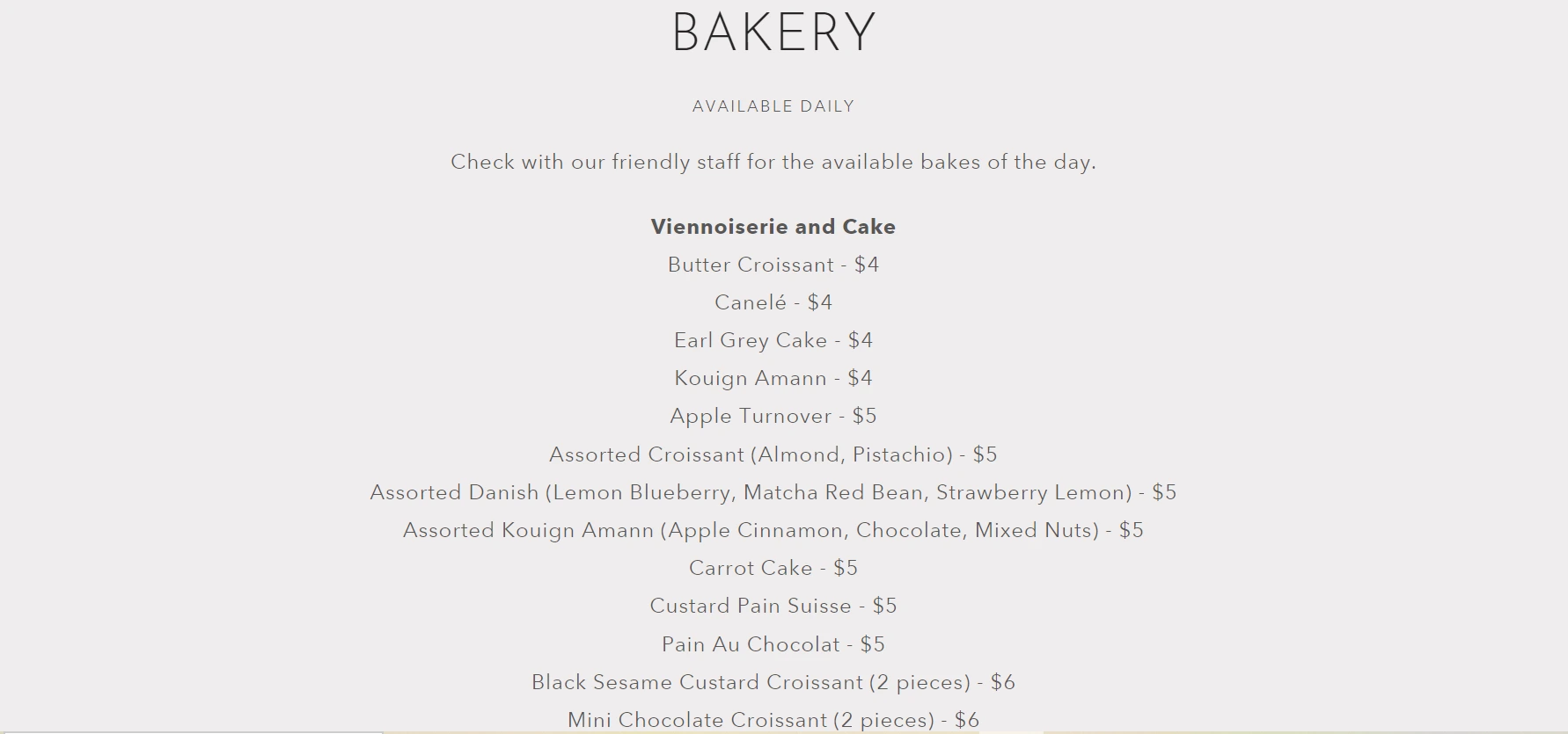 SONDER BAKERY MENU PRICES 2024