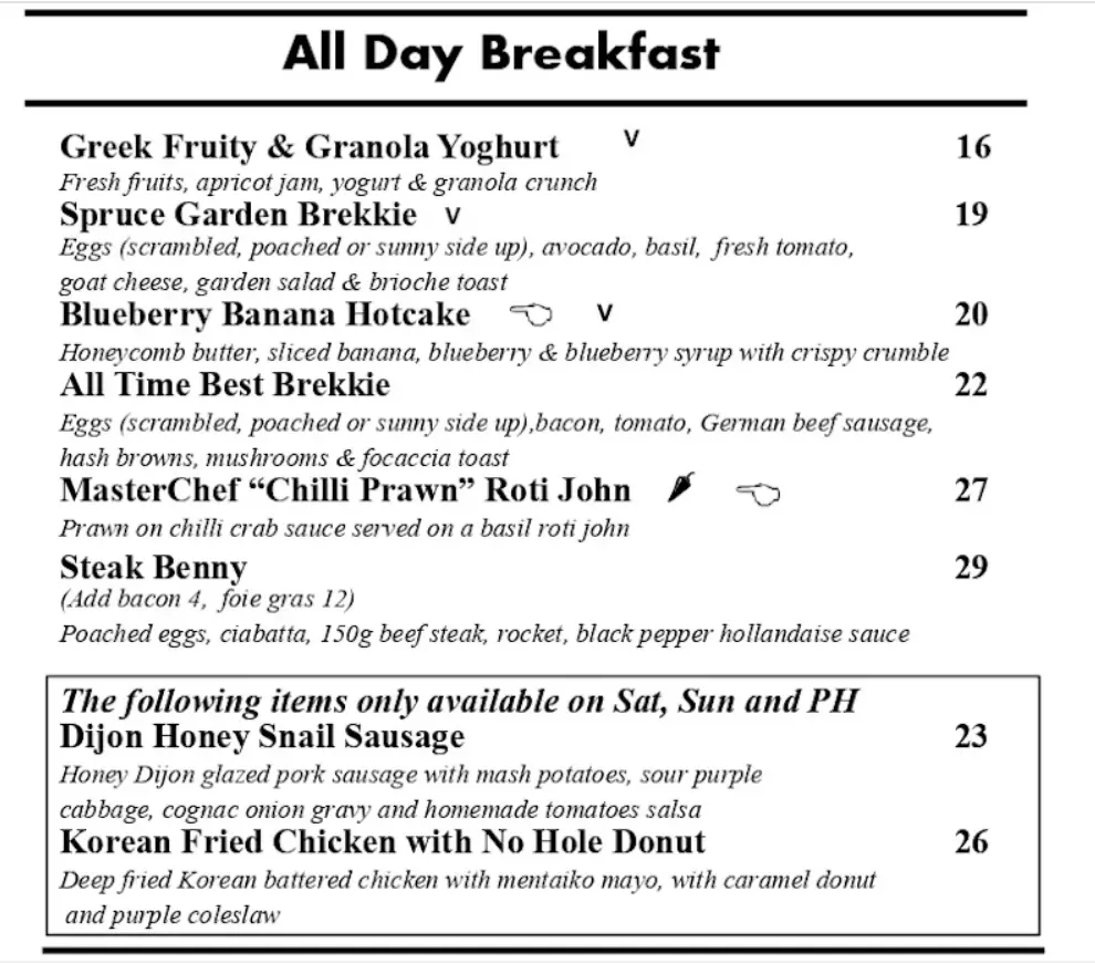 SPRUCE BURGERS MENU PRICES 2024