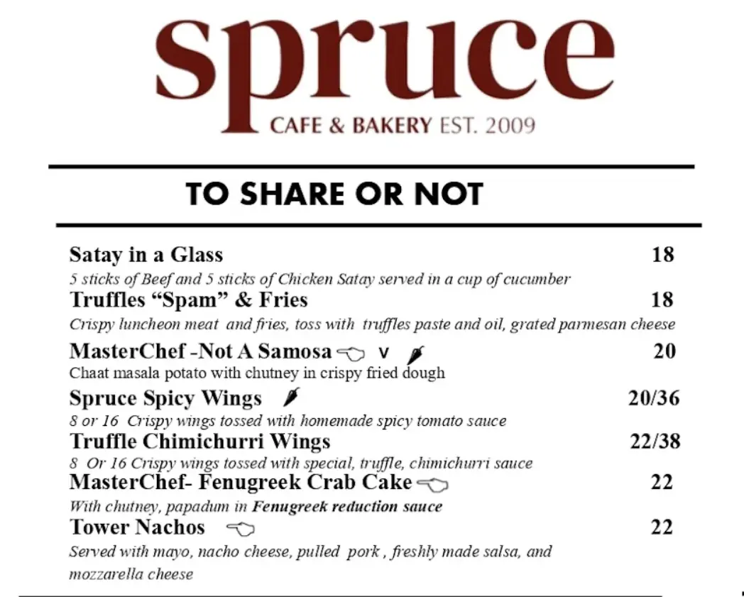 SPRUCE DESSERTS MENU PRICES 2024