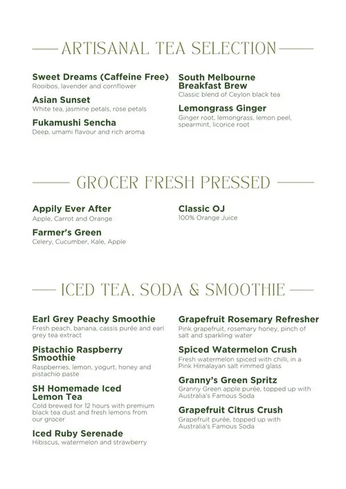 SURREY HILLS DELI HOT TEA MENU PRICES 2024