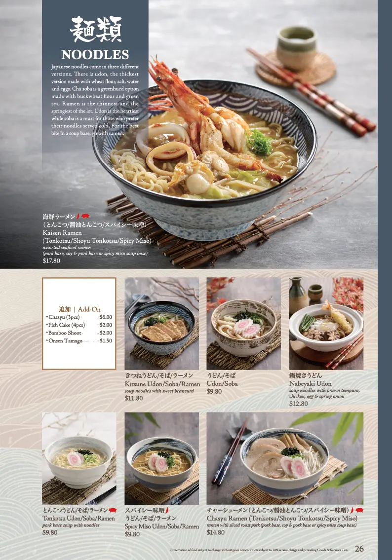 SUSHI TEI NOODLES MENU 2024