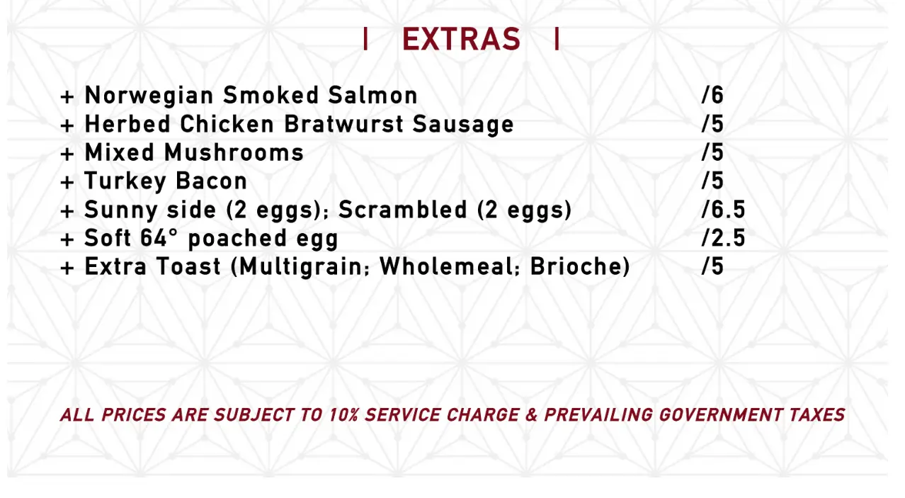 THE POPULUS EXTRAS MENU PRICES 2024