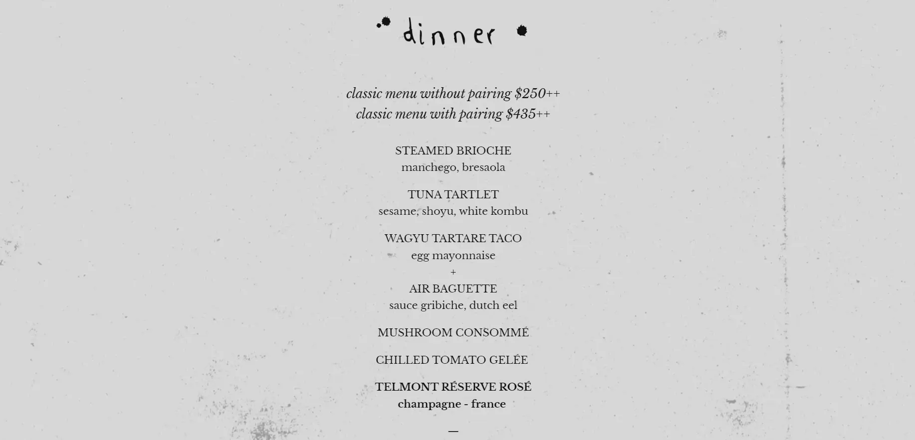 TIPPLING CLUB DINNER MENU PRICES 2024