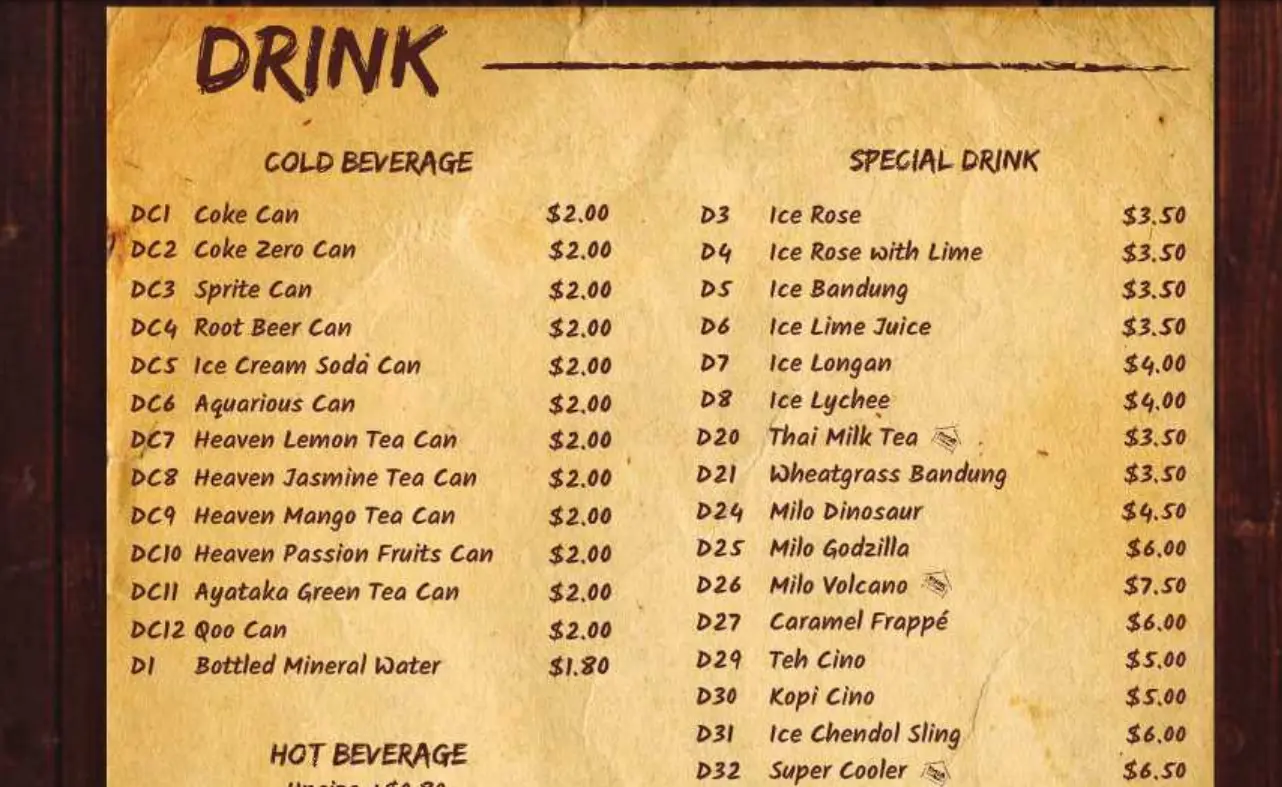 YASSIN KAMPUNG BEVERAGES MENU WITH PRICES 2024