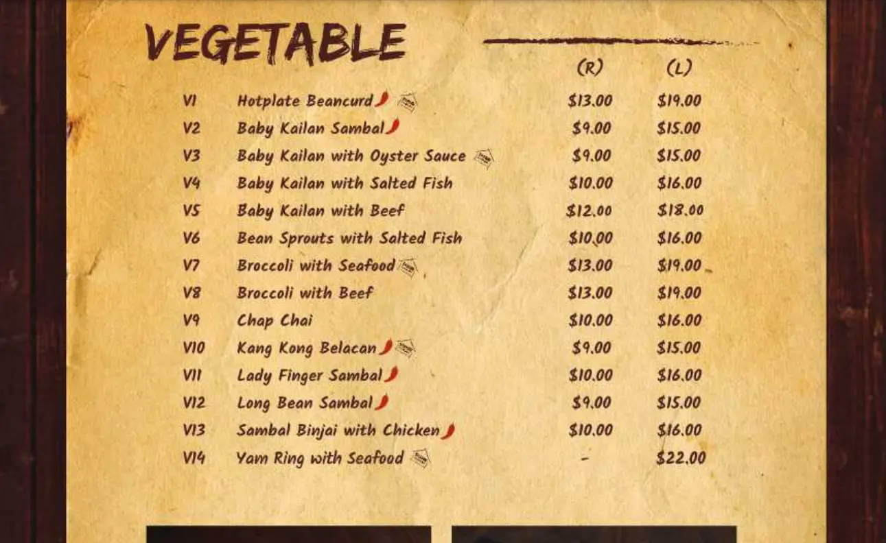 YASSIN KAMPUNG VEGETABLE MENU WITH PRICES 2024