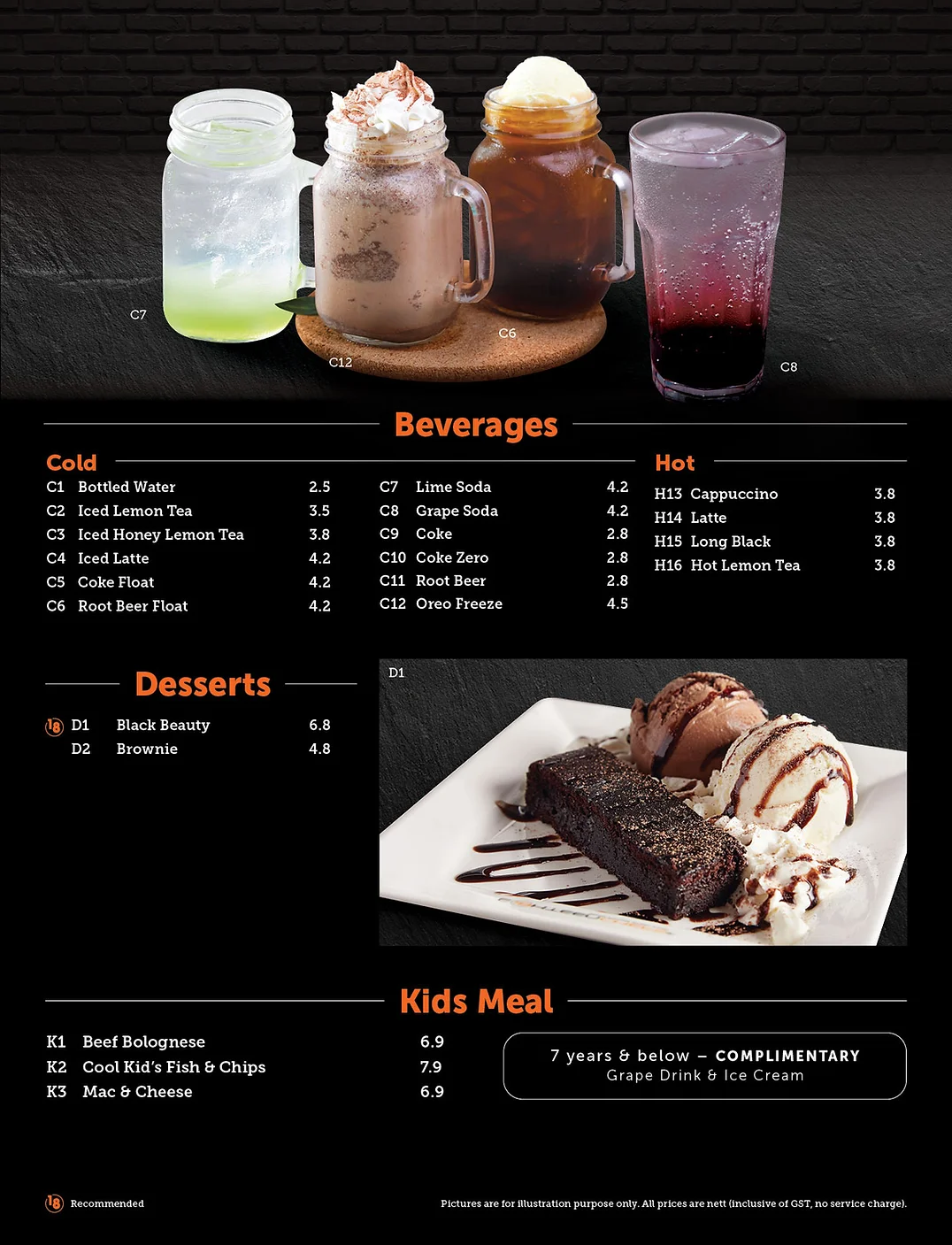 18 CHEFS BEVERAGES MENU PRICES SINGAPORE