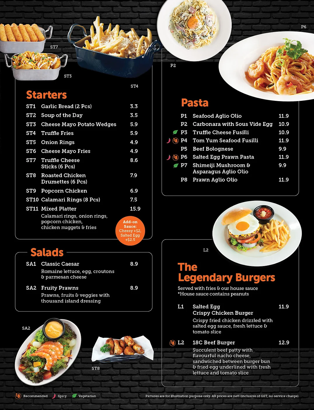 18 CHEFS LEGENDARY BURGERS MENU PRICES SINGAPORE