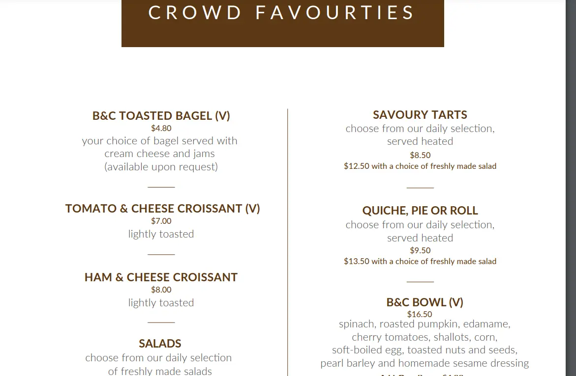 BAKER AND COOK CROISSANT DAY MENU PRICES SINGAPORE