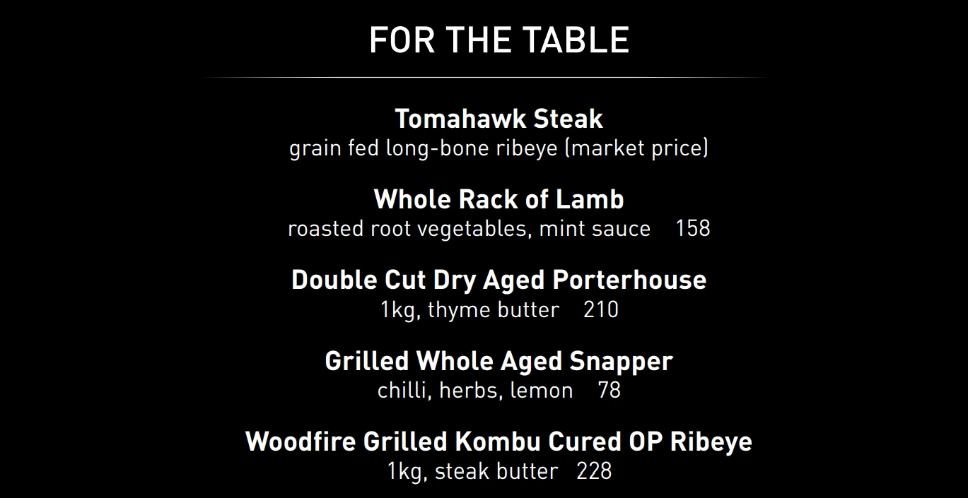 BEDROCK FOR THE TABLE MENU PRICES 2024