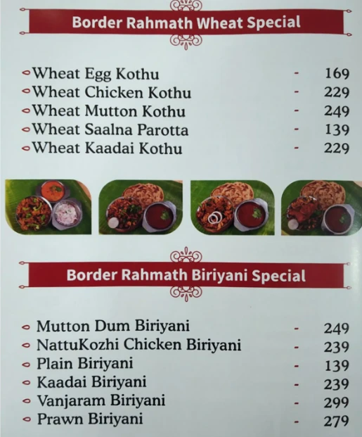 COURTALLAM BORDER RAHMATH KADAI MEAL SETS MENU SINGAPORE