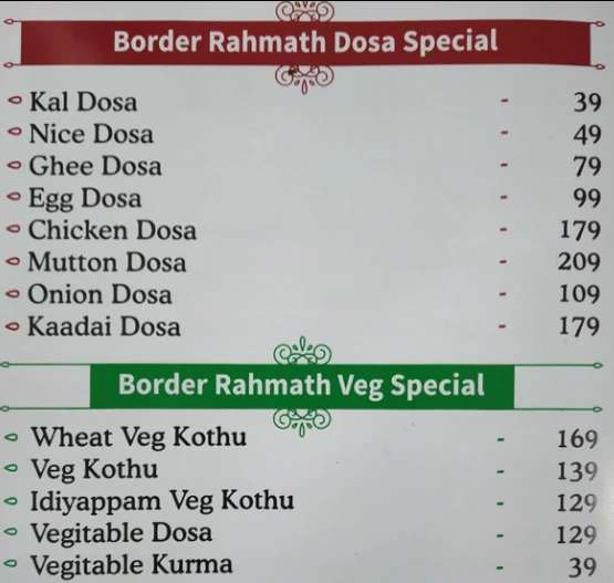 COURTALLAM BORDER RAHMATH KADAI MUTTON SPECIAL MENU SG