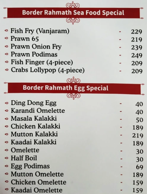 COURTALLAM BORDER RAHMATH KADAI PAROTTA SPECIAL MENU SINGAPORE