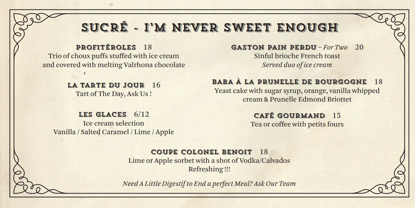 GASTON DESSERTS MENU PRICES SINGAPORE