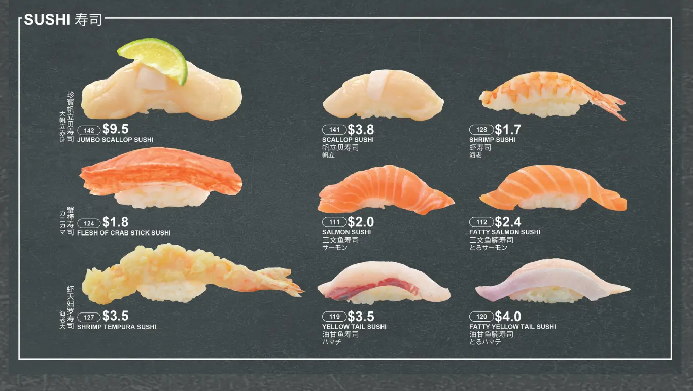 ITACHO SUSHI GRILL MENU WITH PRICE