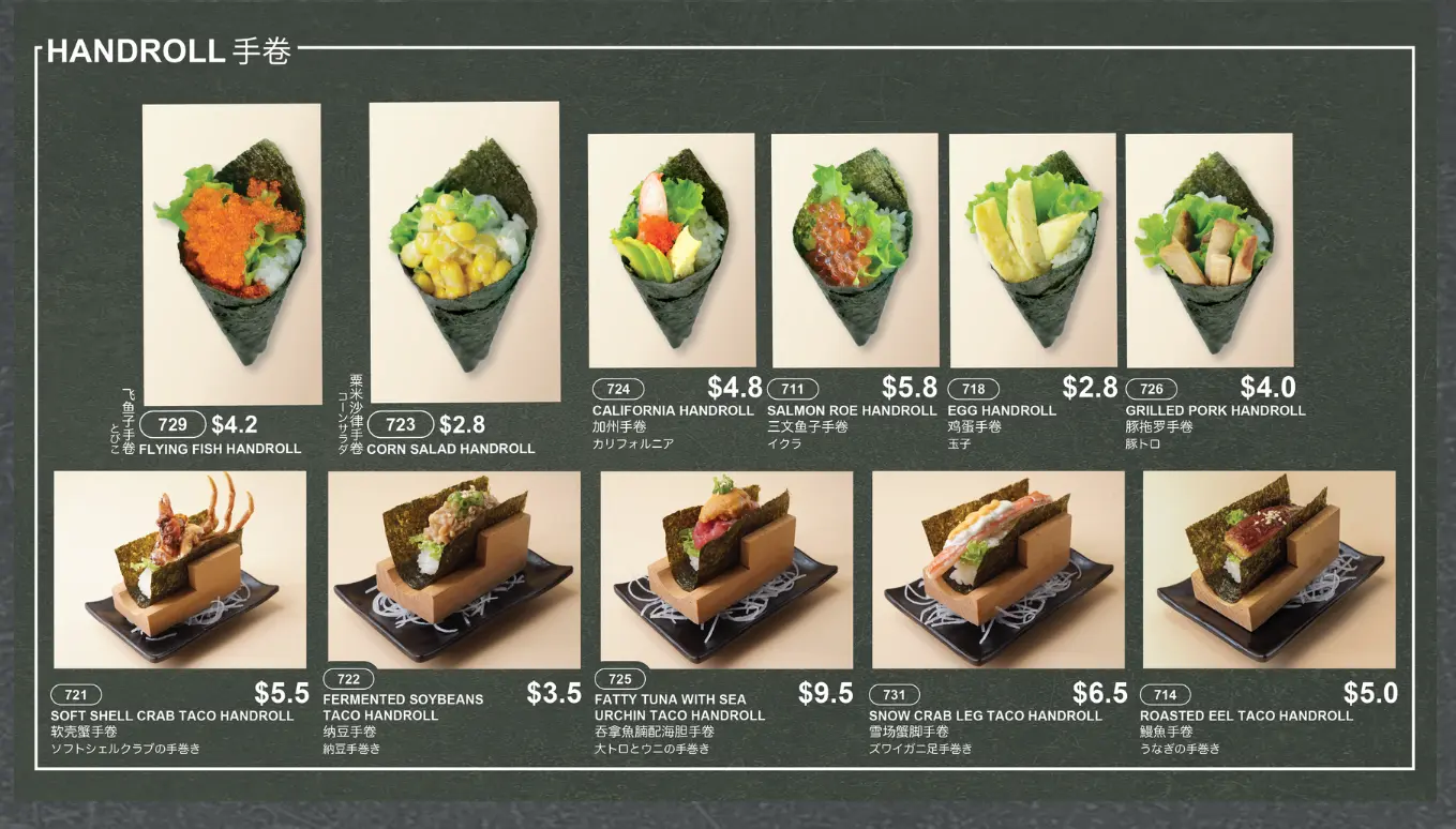 ITACHO SUSHI HAND ROLL MENU PRICES SINGAPORE