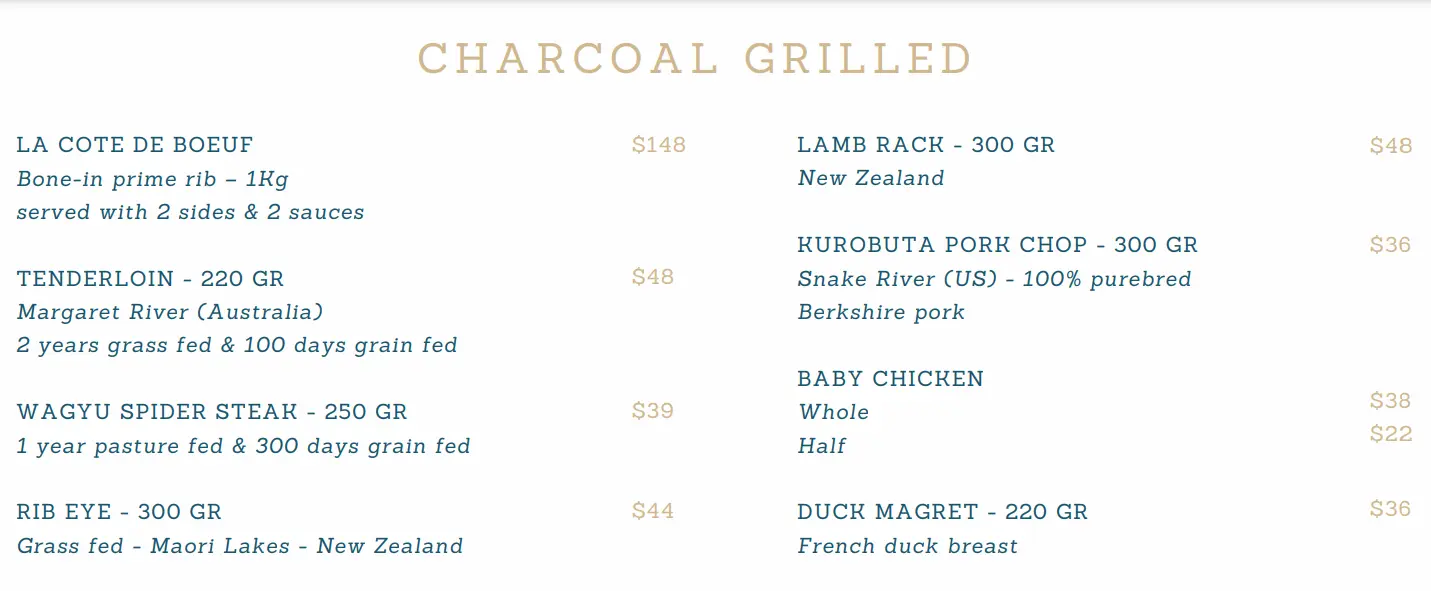 JOSEPHINE CHARCOAL GRILLED MENU PRICES 2024