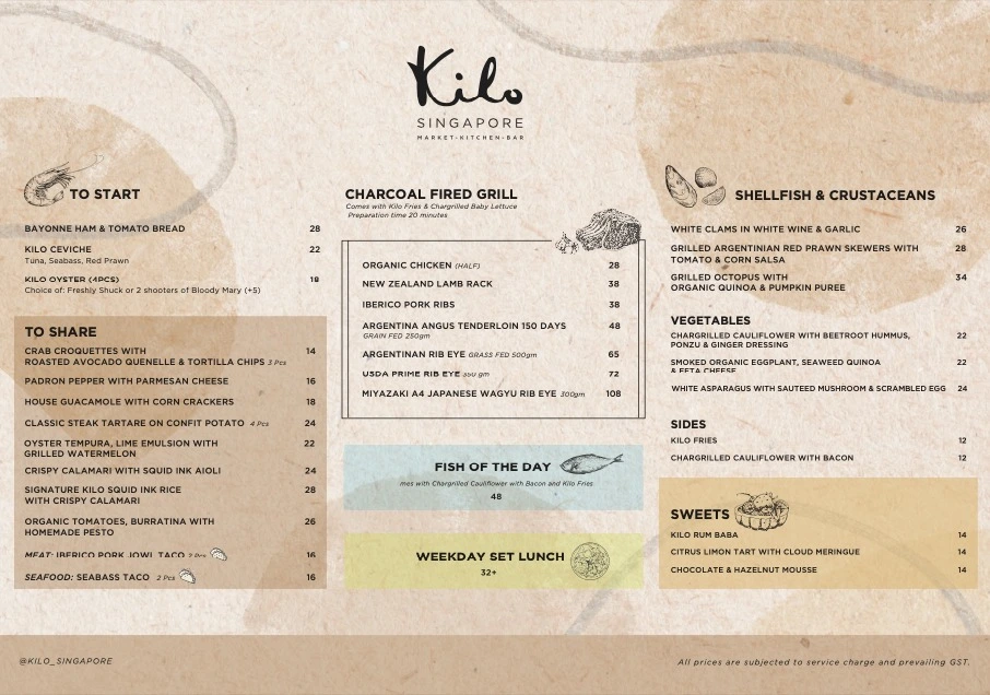 KILO RAW BAR MENU WITH PRICES 2024