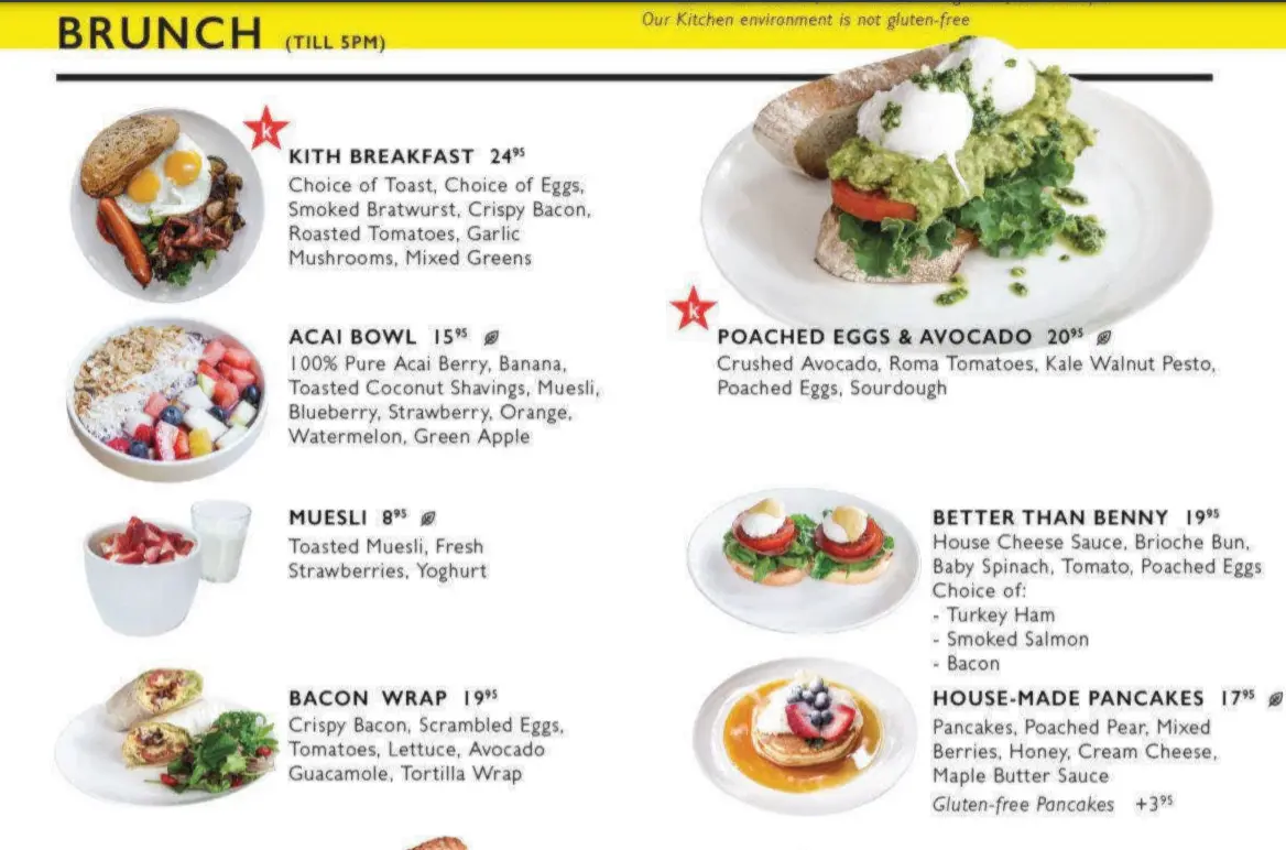 KITH CAFE BRUNCH MENU SINGAPORE