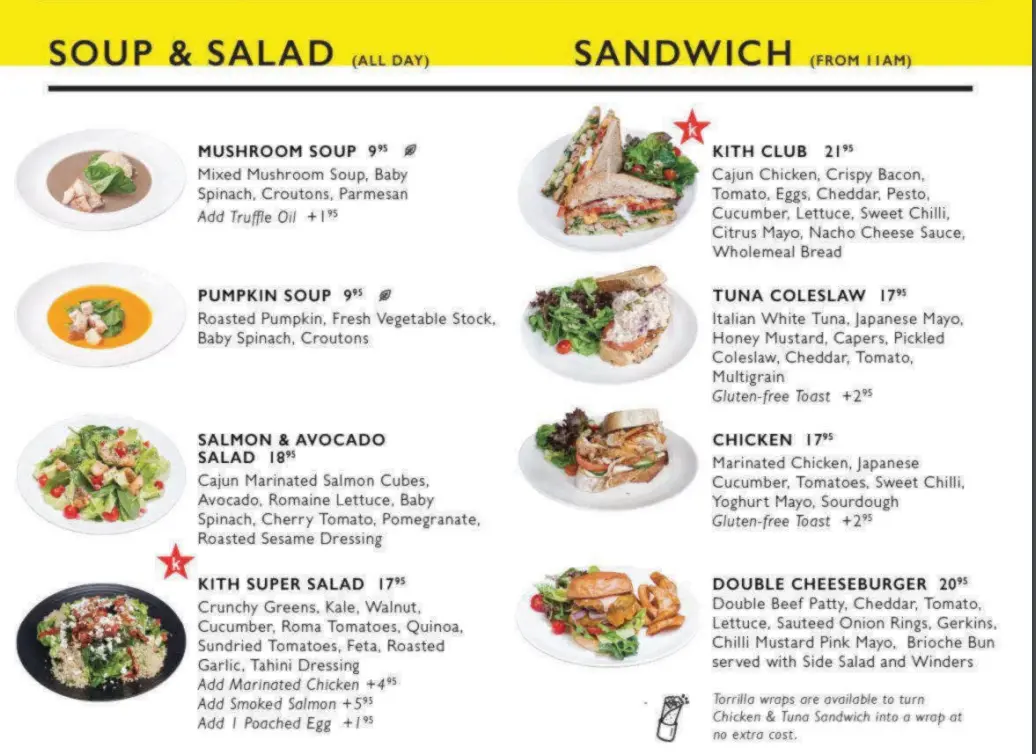 KITH CAFE SALAD MENU  SINGAPORE