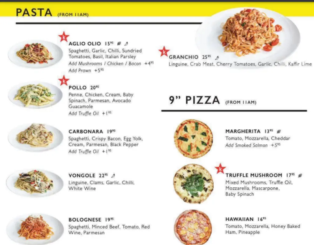 KITH PASTA MENU SINGAPORE