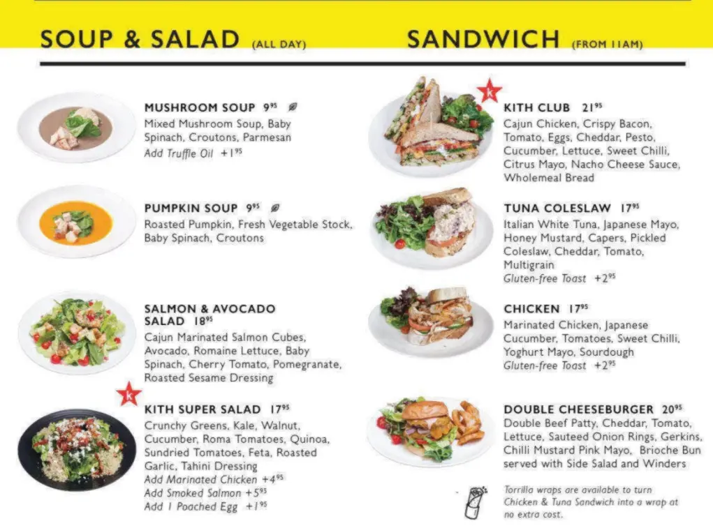 KITH SANDWICHES MENU PRICES SINGAPORE