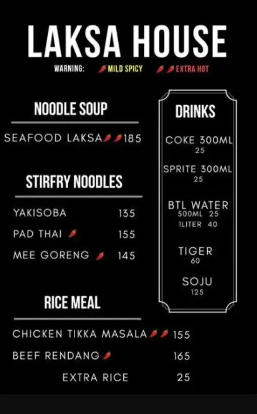 KOREAN LAKSA HOUSE SIDES MENU PRICES SINGAPORE