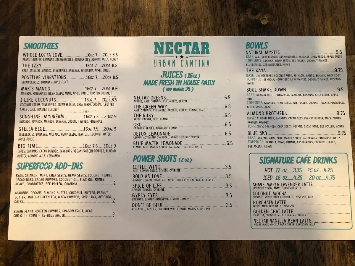 NECTAR ACAI BOWLS MENU PRICES SINGAPORE