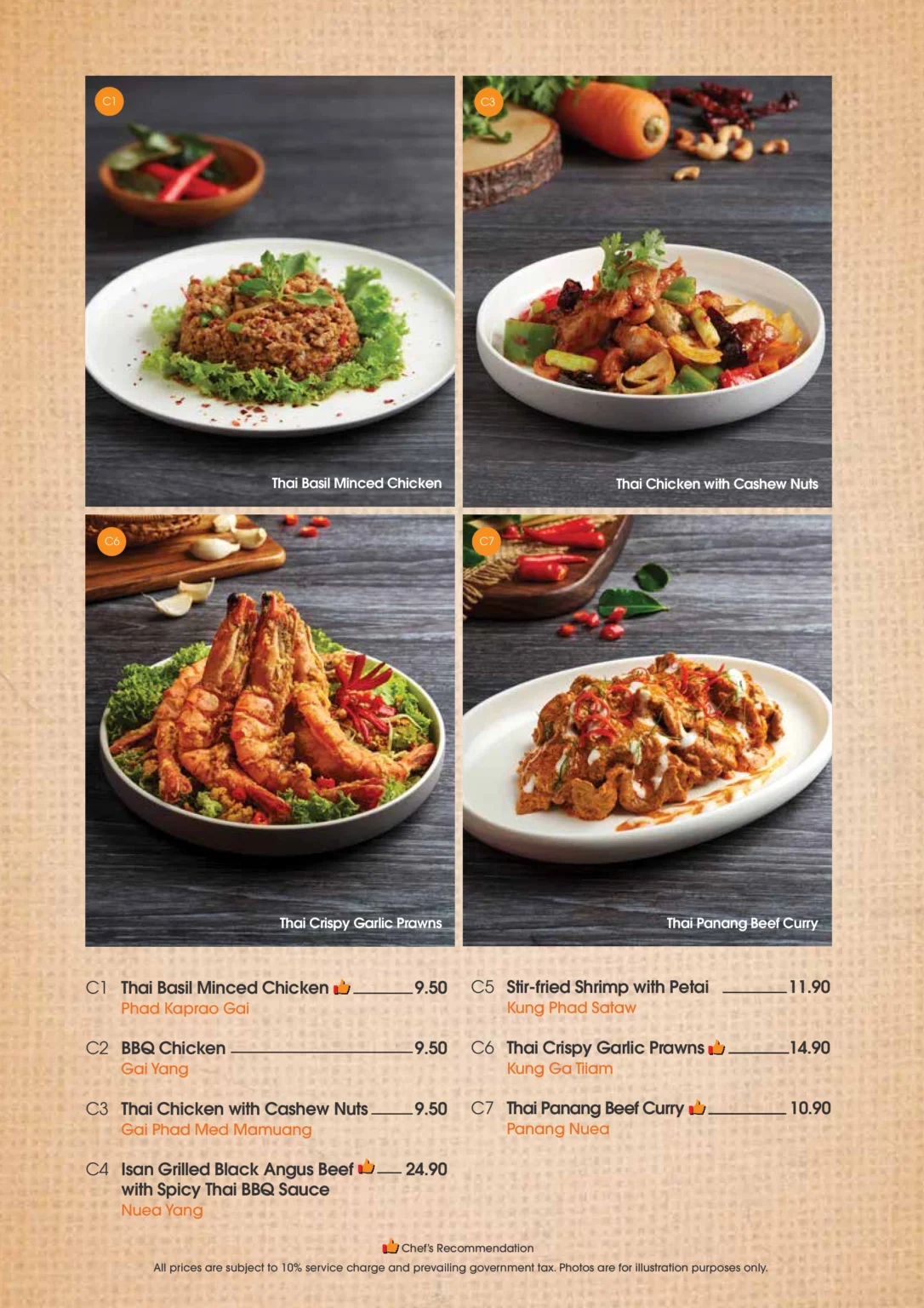 SAVEUR THAI CHICKEN / BEEF / PRAWN MENU PRICES SINGAPORE