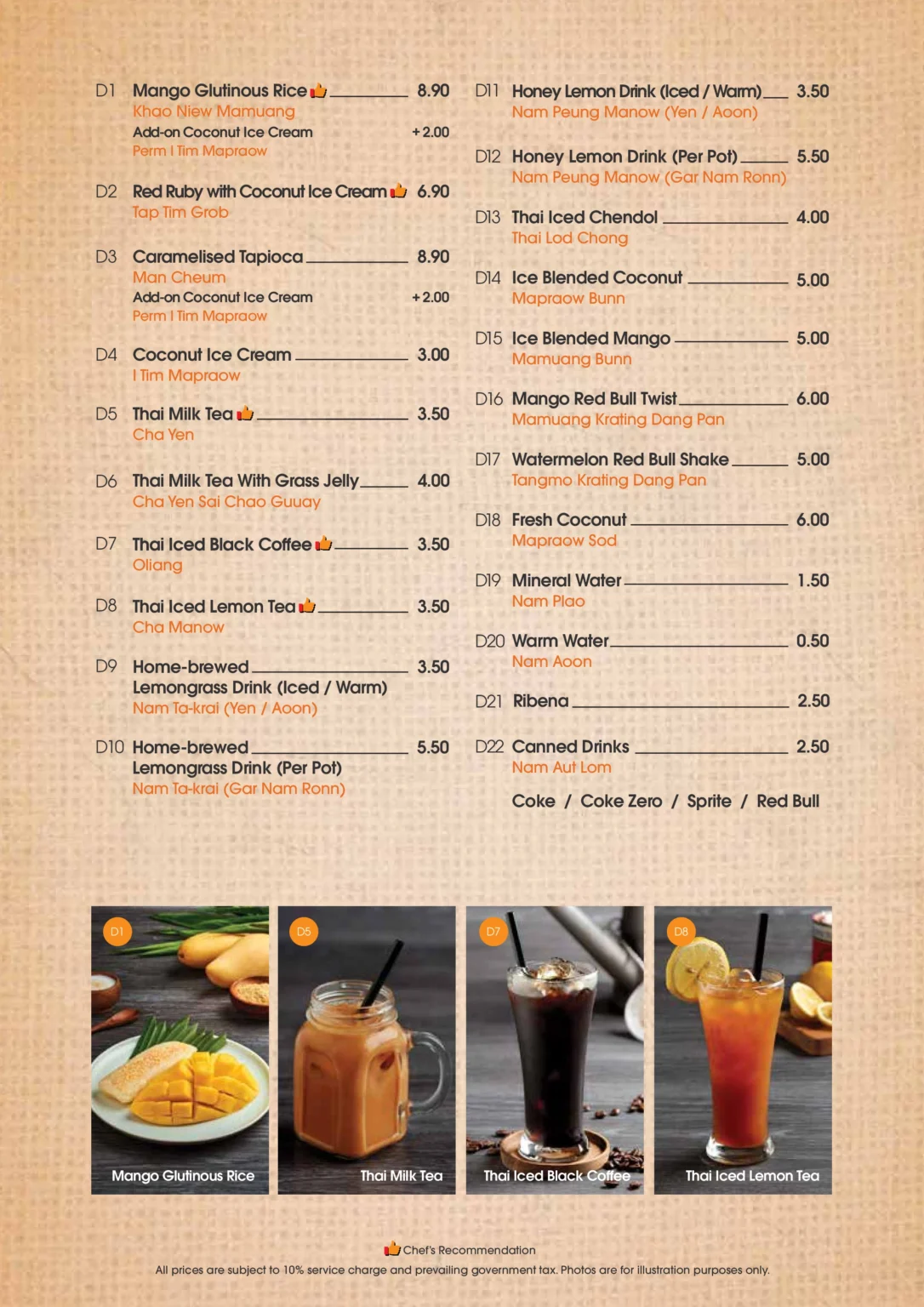 SAVEUR THAI DESSERTS & BEVERAGES MENU PRICES SINGAPORE