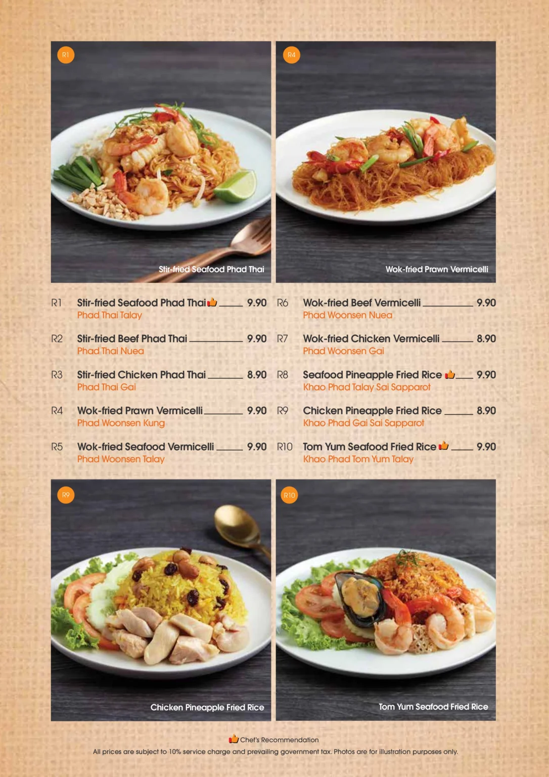 SAVEUR THAI RICE / NOODLES MENU PRICES SINGAPORE