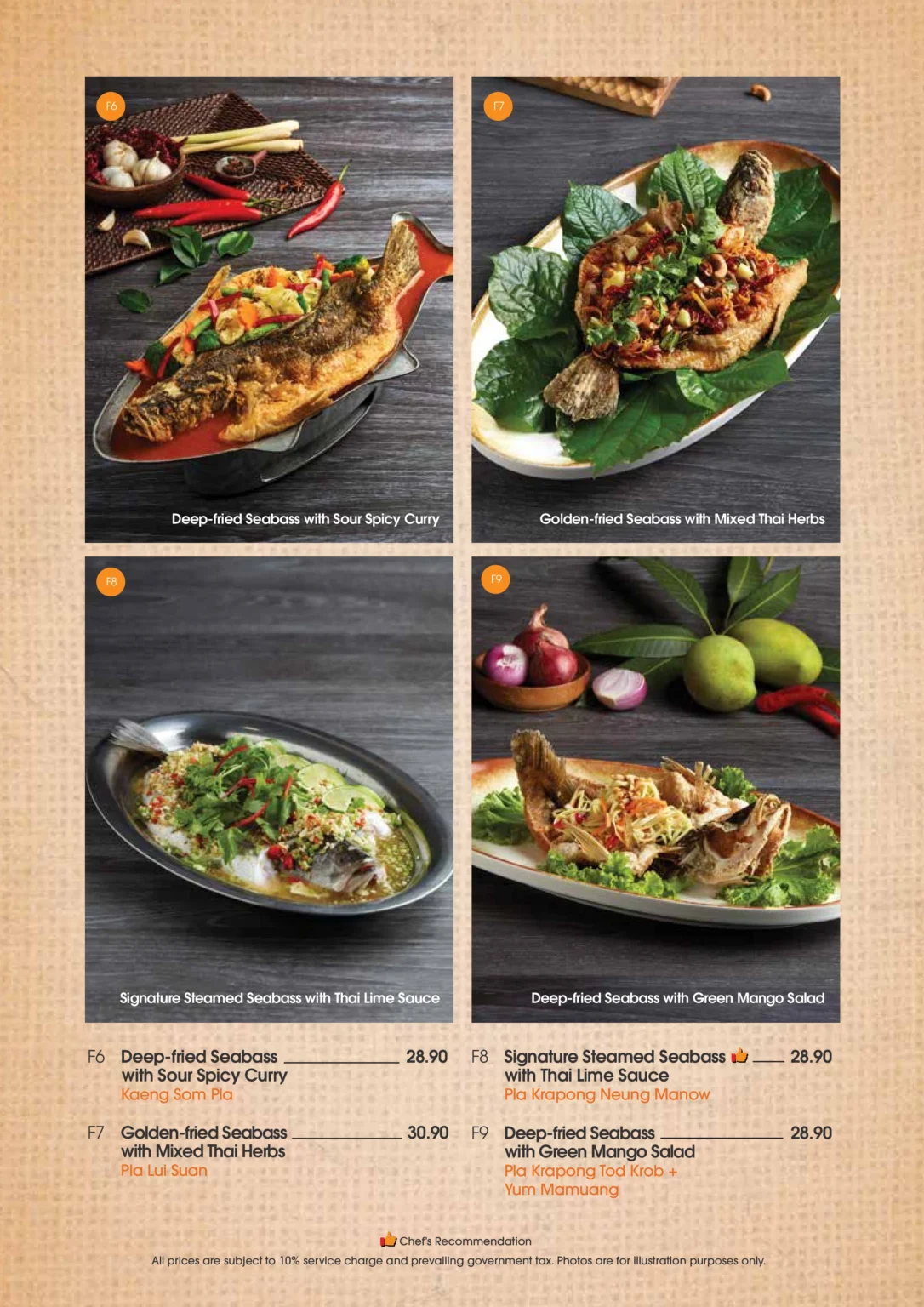 SAVEUR THAI SEAFOOD / FISH MENU PRICES SINGAPORE