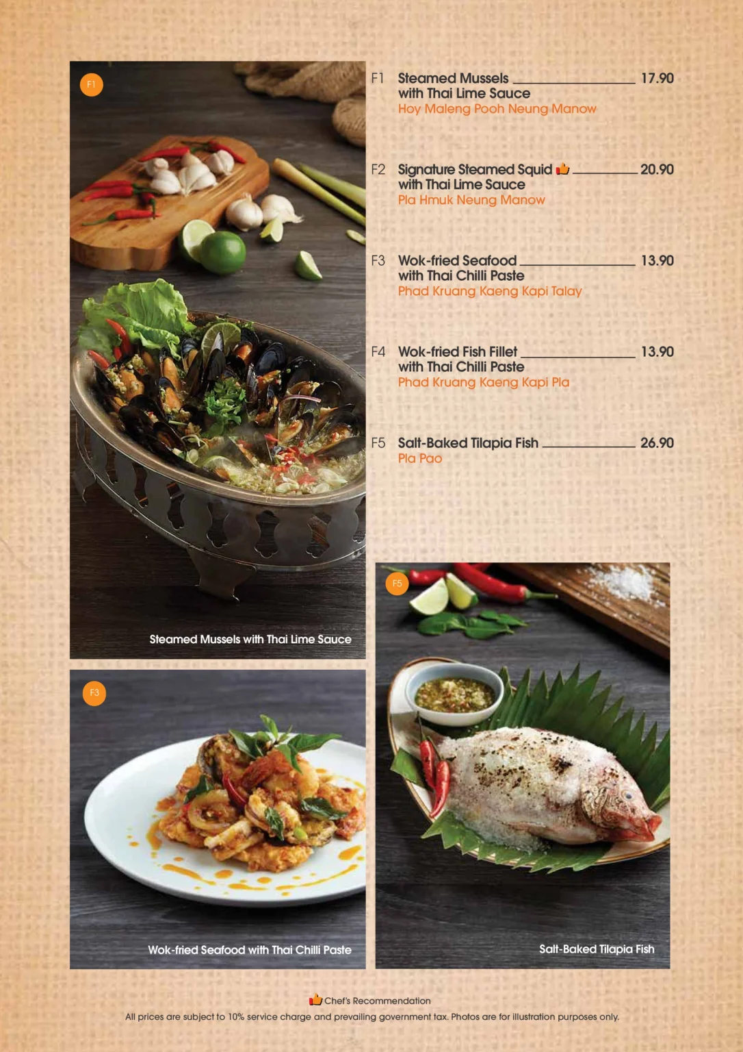 SAVEUR THAI SEAFOOD / FISH MENU PRICES SINGAPORE