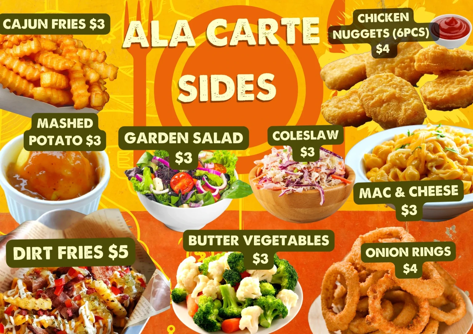 SKIRT & DIRT SIDES MENU PRICES 2024