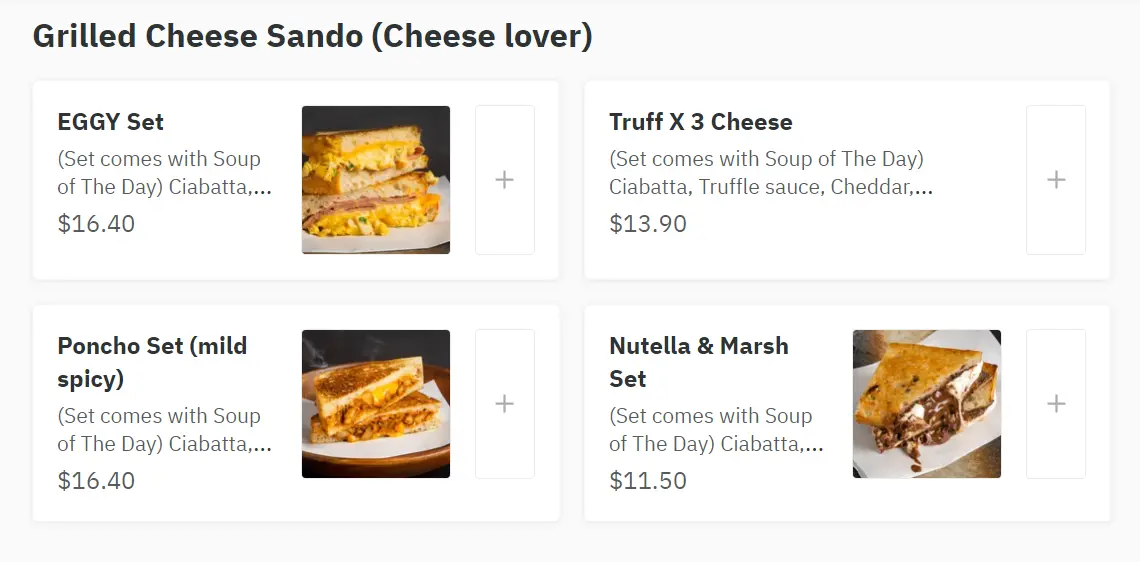 SLOPPY B GRILLED CHEESE SANDO MENU PRICES 2024