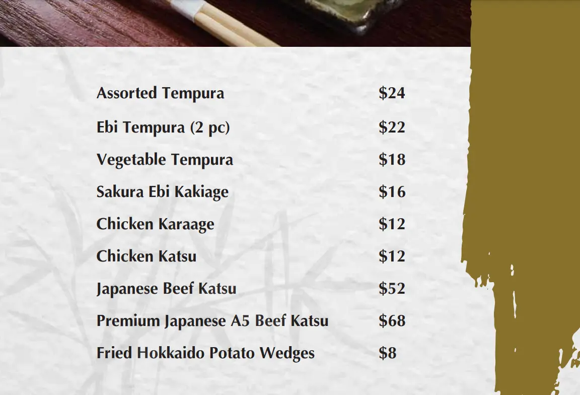 SUSHI JIRO DEEP FRIED DISH MENU PRICES SINGAPORE