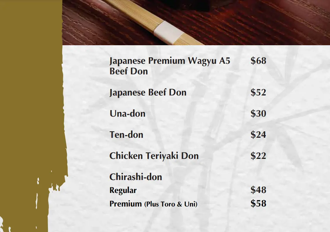 SUSHI JIRO RICE MENU PRICES SINGAPORE