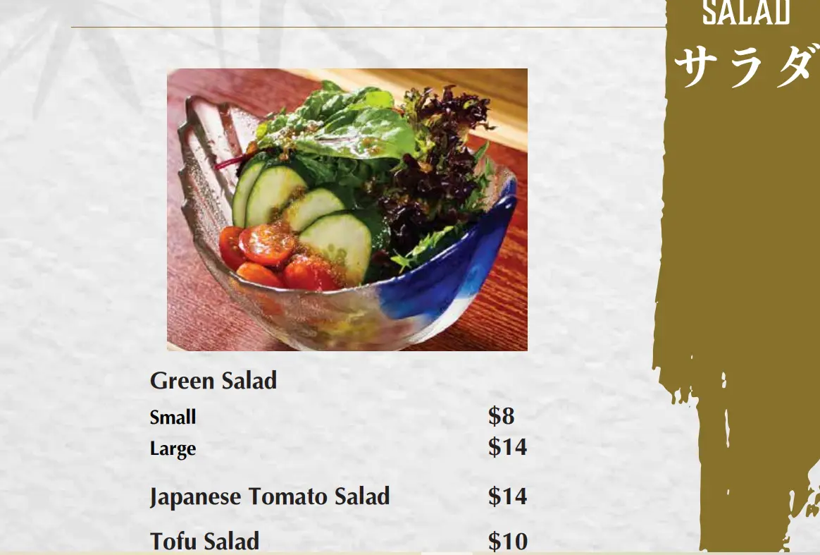 SUSHI JIRO SALAD MENU PRICES SINGAPORE