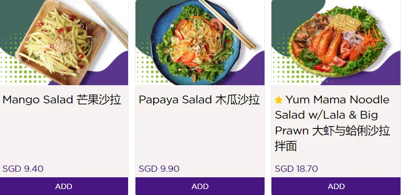 THAI TAI SALAD MENU PRICE