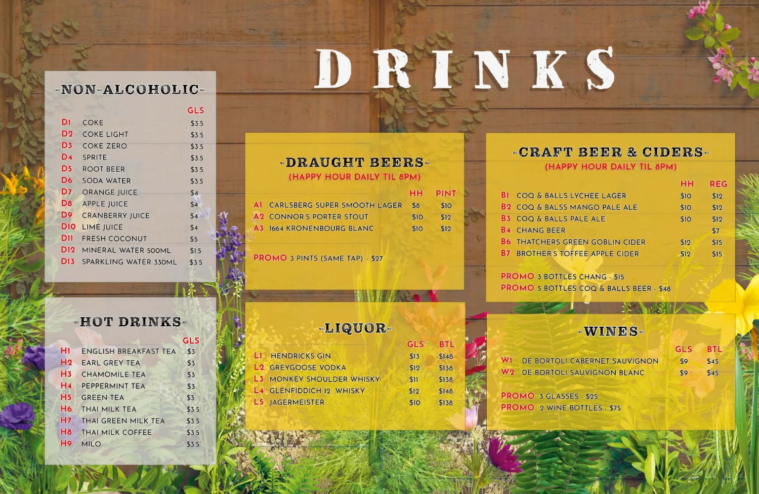 THAI’D ME UP SOFT DRINKS MENU PRICES SINGAPORE