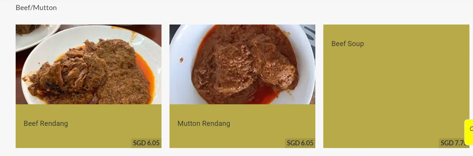 WARONG NASI PARIAMAN BEEF/MUTTON MENU PRICES SINGAPORE