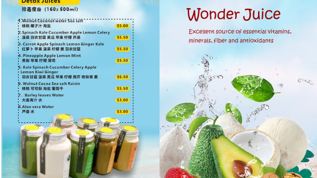 WONDER JUICE SINGAPORE MENU